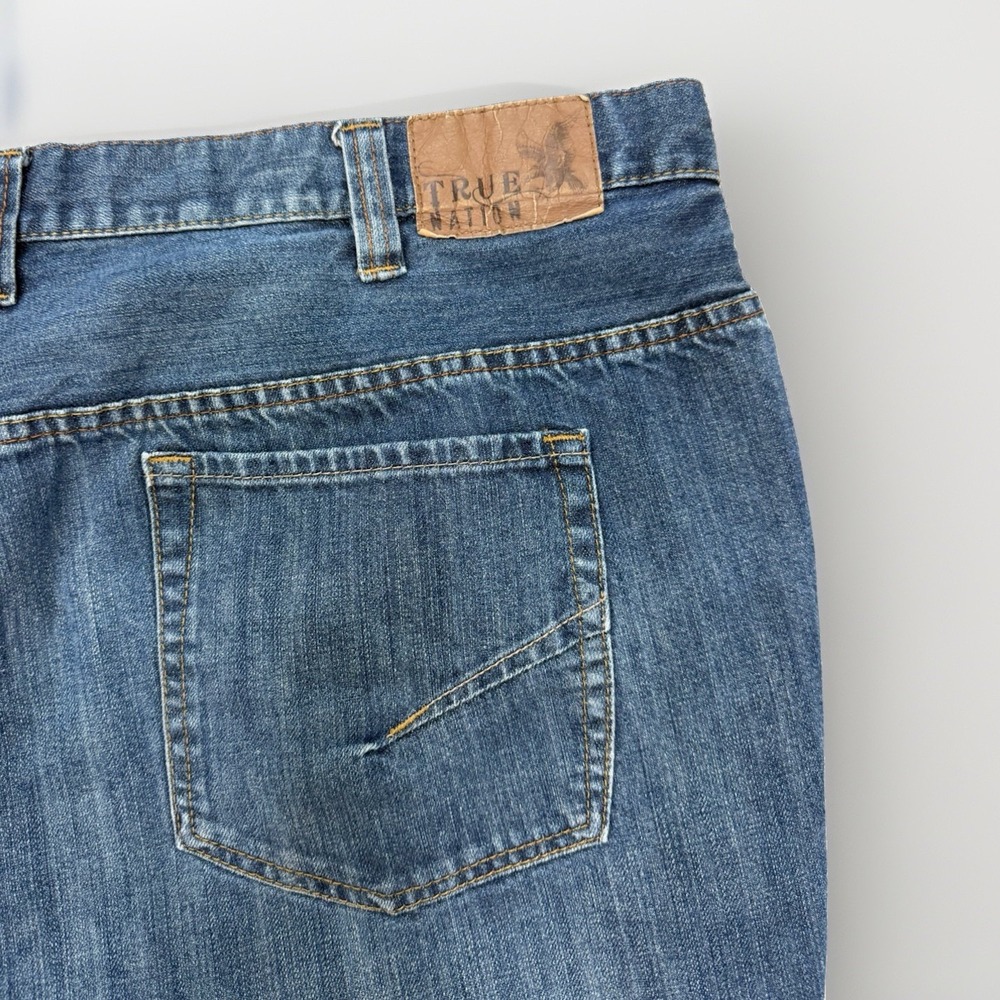 True Nation Men's Jeans 54x30 Blue Denim Straight Loose Fit Mid Rise Medium Wash
